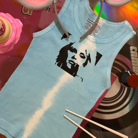 BLONDIE inspired 80s tie-dye distressed ribbed graffiti tank top Toddler 4T-5T - Picture 15 of 17